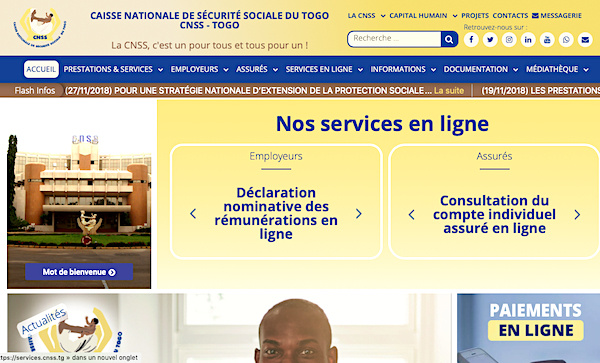 Togo : la Caisse Nationale de Sécurité Sociale rénove son portail web et digitalise ses prestations