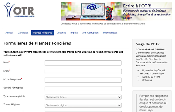 Togo : il est désormais possible d’adresser des plaintes foncières via une plateforme en ligne